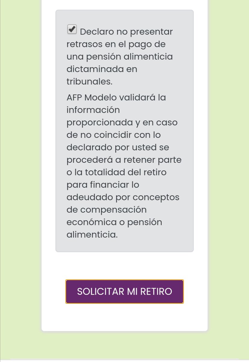 FabianFlayo's tweet photo. @AFPModelocl llegué hasta ahí y al apretar "solicitar mi retiro" no pasó nada 😪. Lo intenté varias veces https://t.co/PC0iMGtLWs