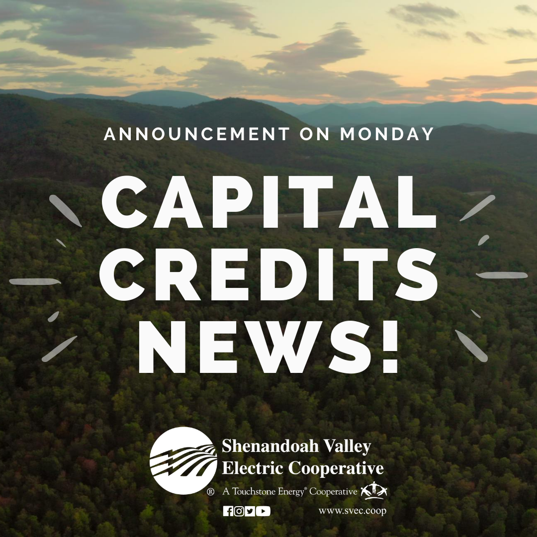 SVEC_Coop's tweet photo. Check back here on Monday for exciting news about capital credits! https://t.co/hkXL7bUjP6