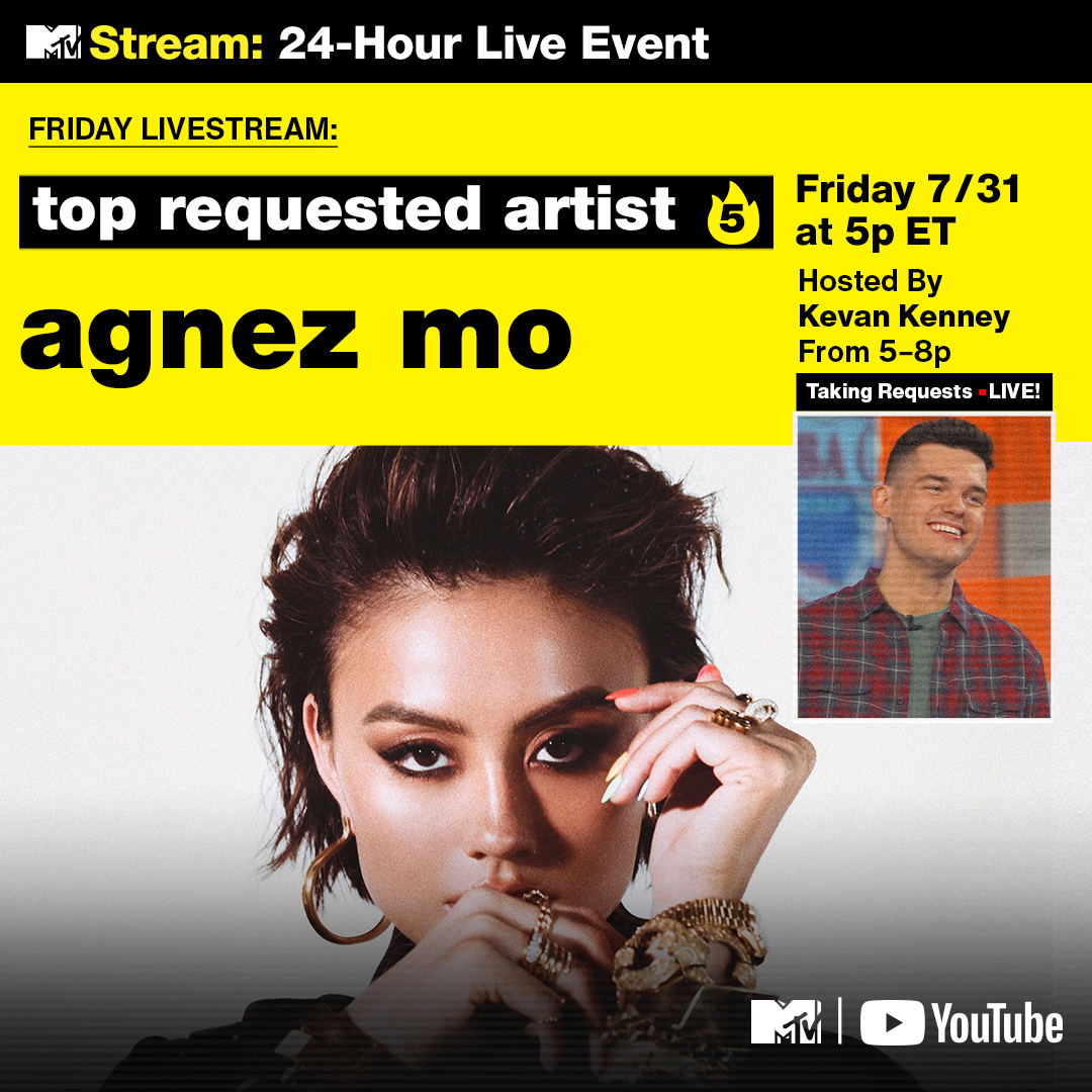 KevanKenney's tweet photo. Congratulations to @agnezmo for her 5th week of being a top requested artist on the @MTV #FridayLivestream.
￼
👉https://t.co/NXtpZzoDDt https://t.co/MBH2NoOZgV
