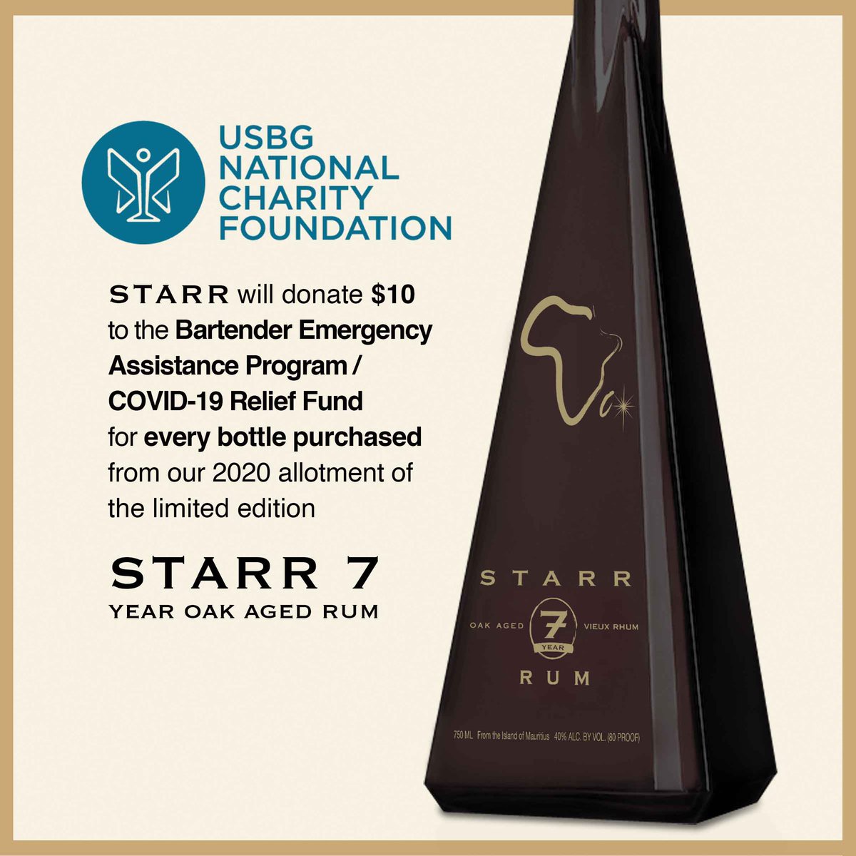 STARRrum's tweet photo. we are pleased to announce

⭐️ STARR will donate $10 to the USBG FOUNDATION’s BARTENDER EMERGENCY ASSISTANCE PROGRAM / COVID-19 RELIEF FUND for every bottle purchased from our 2020 allotment of the award winning, limited edition STARR 7 YEAR OAK AGED RUM. ⭐️

@usbgNCF @TheUSBG https://t.co/fSwH12HZ6e
