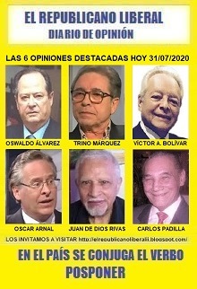 #PrimeraPagina DIARIO DE OPINIÓN, ANÁLISIS, DE  VENEZUELA PARA EL MUNDO, INTERNACIONALES Y NACIONALES,  OPINIONES DESTACADAS, NOTICIAS, elrepublicanoliberalii.blogspot.com  hoy  VIERNES 31/07/2020     @osalpaz @trinomarquezc @vabolivar @OscarArnal @rvjuandedios  @carpa1301