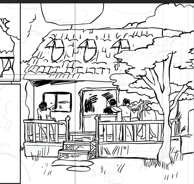 I don't wanna give away too much for the next update but FUCK this house was hard to draw and I'm really proud of it 