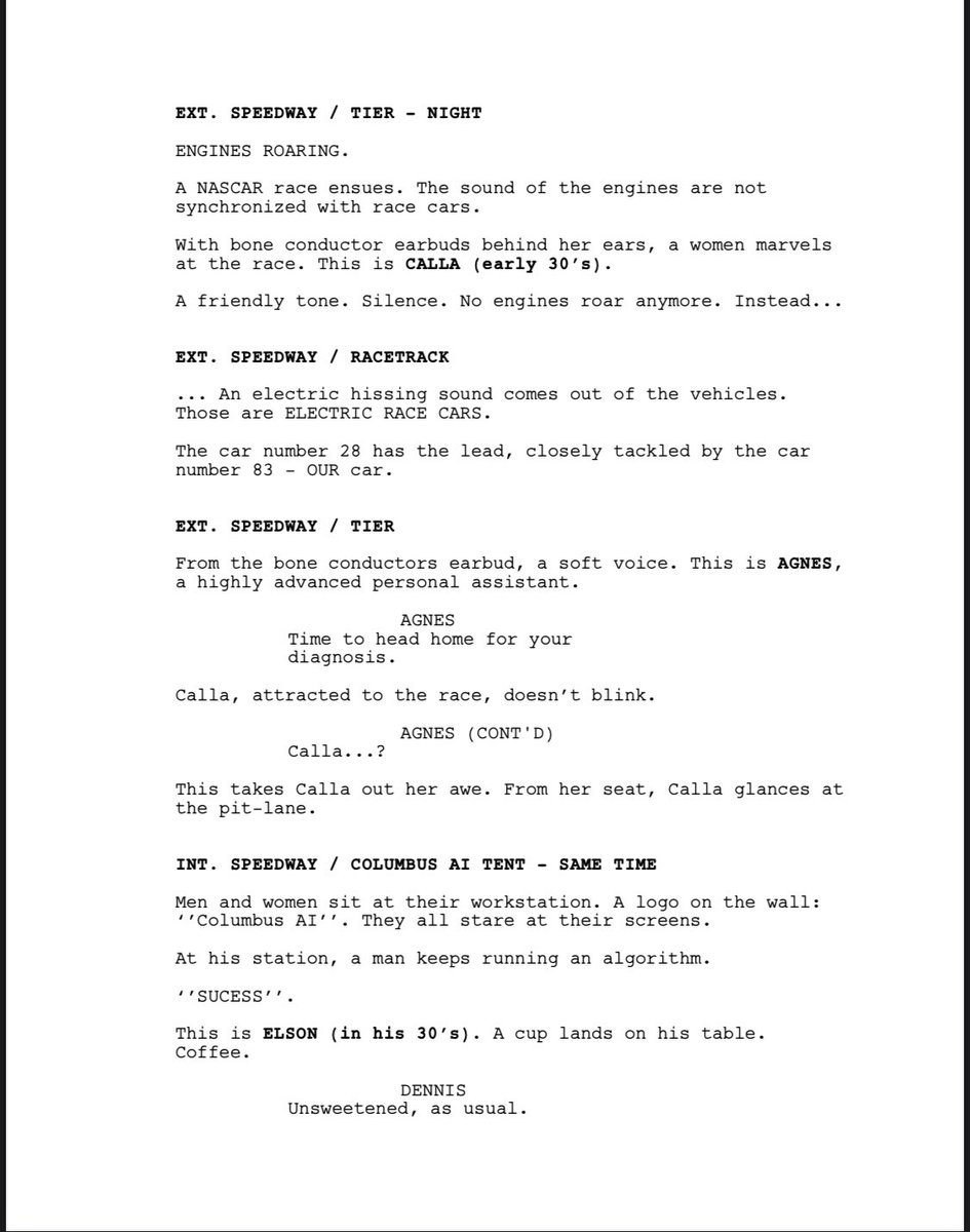 therealtyh's tweet photo. A bit late to the game, but Iβll put that on time difference... @ScriptPipeline hereβs my #FirstPageChallenge from the Sci-Fi Feature Iβve been working on lately - the very first page from the very first draft! Still have tremendous amount of rewrites to go through! https://t.co/l3tmsSyEmT