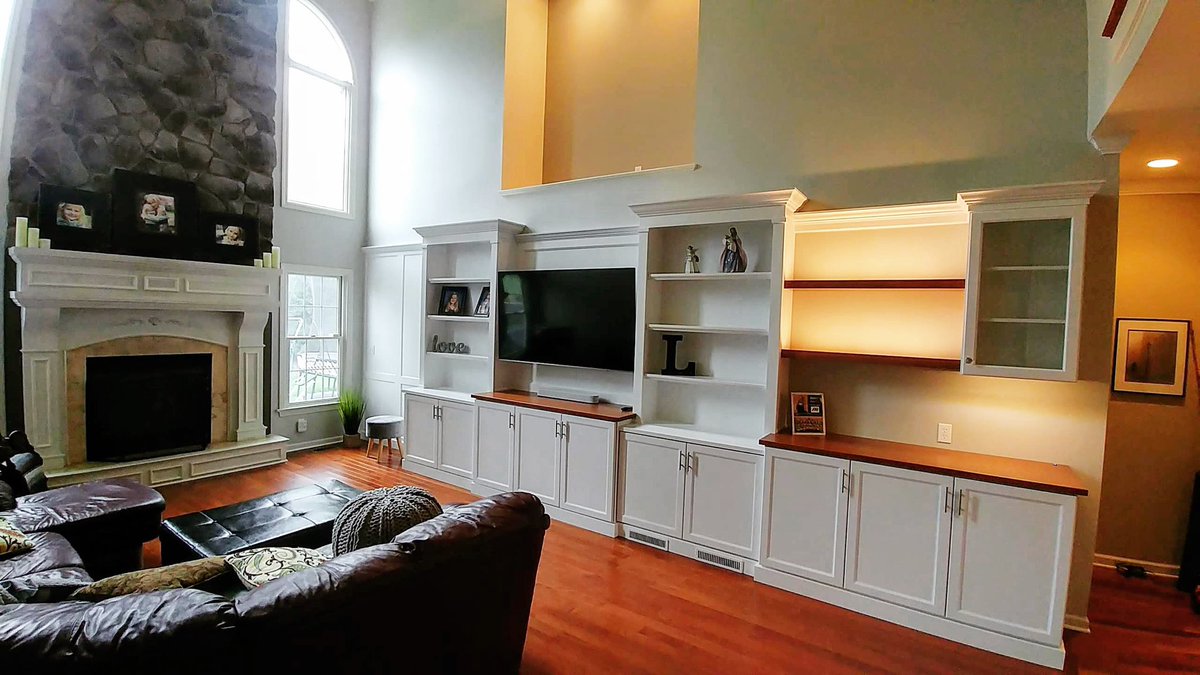 macikCWC's tweet photo. Designed &amp; built this grand entertainment center made of cherry wood! We hope this new space creates great memories for them to enjoy!  
#entertainmentcenter #custom https://t.co/9nQsmd8wBo