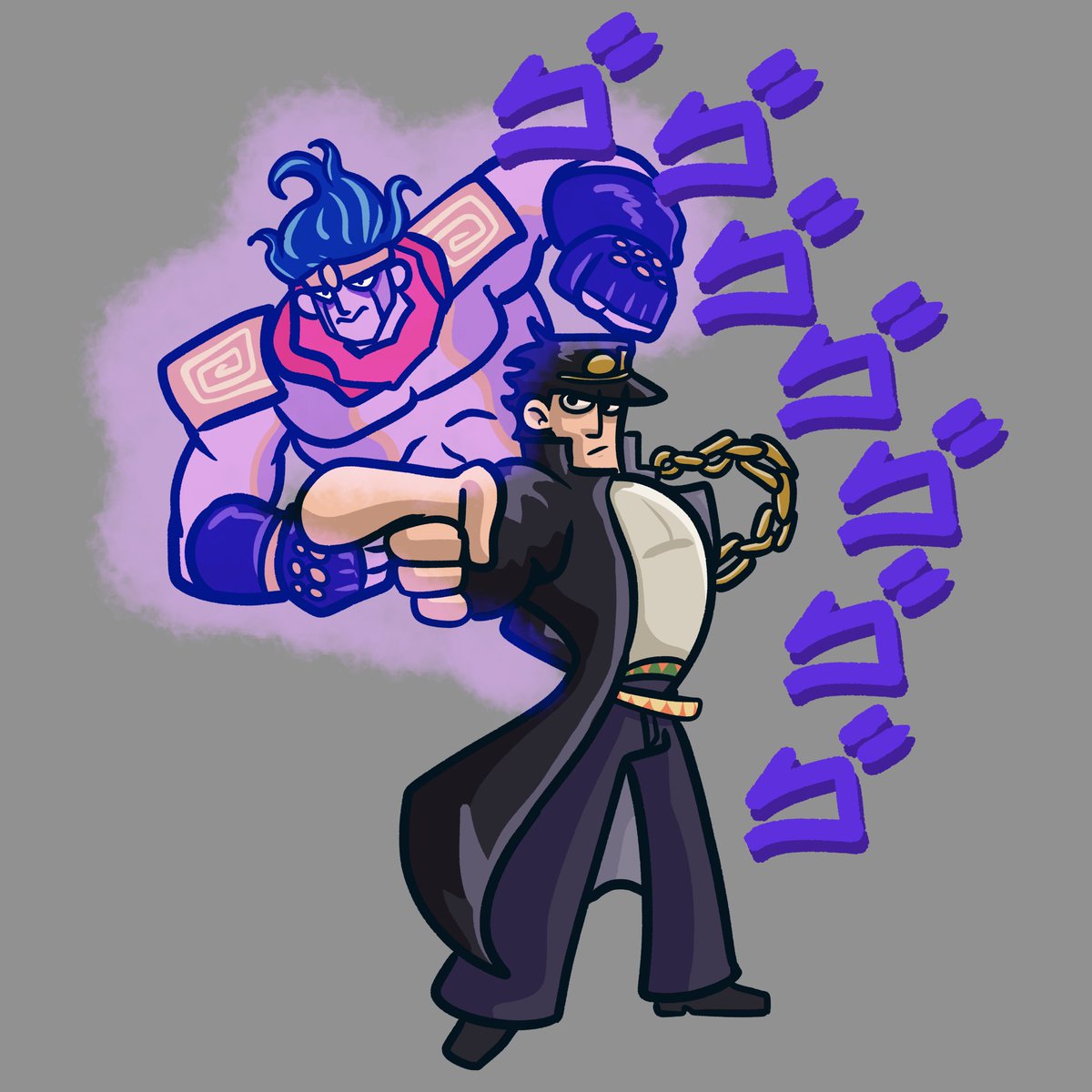 MemoRojoRamirez's tweet photo. Can you guess what I'm watching now thanks to my good friends! #jotaro #jojo #jojosbizarreadventure #star #platinum #toonversion #toon #cartoon https://t.co/kPeIokLG94