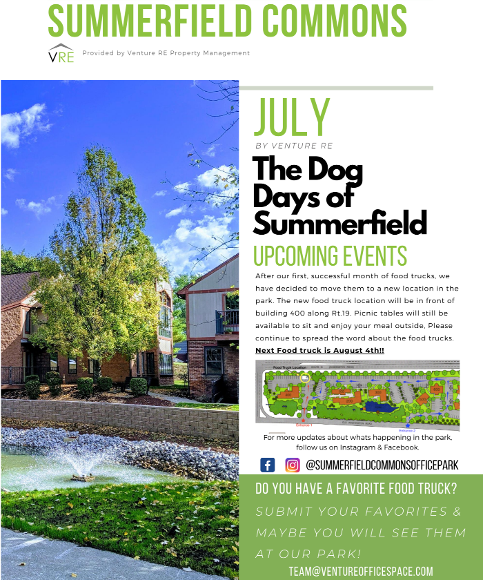 VentureREpitt's tweet photo. Planning your return to the office? Summerfield has you covered!
Summerfield Commons Office Park July Newsletter - https://t.co/tj9N2cbNIu https://t.co/PEaIK9Rz4I