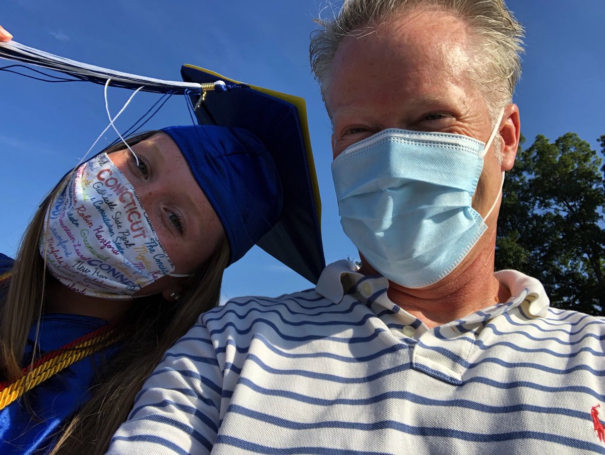 petermarteka's tweet photo. Graduation 2020 style. Not going to lie. It was actually kind of nice being with my daughter for most of the ceremony. #Coginchaug https://t.co/fQlWx7FOkK