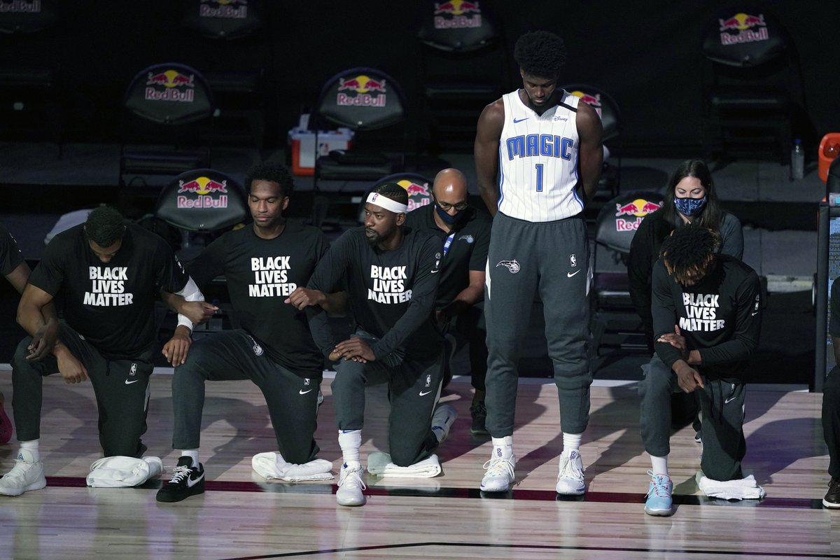 'Kneeling or wearing a Black Lives Matter t-shirt didn't go hand in hand with supporting Black Lives... I believe that my life has been supported through the Gospel, everyone is made in the image of God.” Jonathan Isaac on why he didn't kneel or wear a #BlackLivesMatter shirt