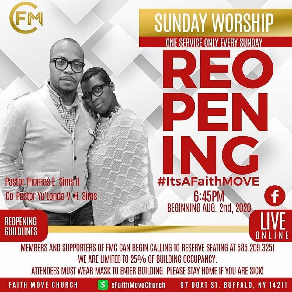 IAmYuLondaSims's tweet photo. @edeweysmith FAITH HAPPENINGS THIS SUNDAY‼️MUST CALL 585.209.3251 TO RESERVE YOUR SEAT. SEATING IS LIMITED TO 25% OCCUPANCY. SEATS GOING FAST‼️#FMC #REVIVE  #ItsAFaithMOVE https://t.co/APVlXg7Een