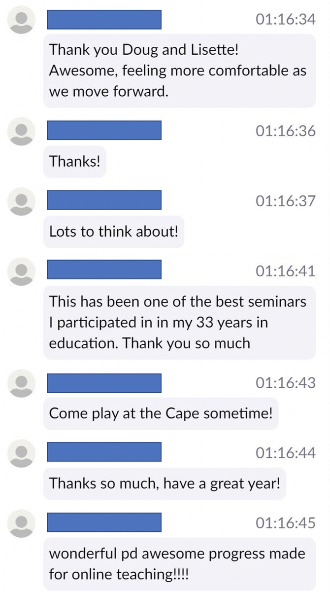 This is the type of feedback I love getting after a series of PL webinars in Cape Cod. #3elementsofvirtuallearning <a href="/ModernTeacherCo/">Modern Teacher</a>