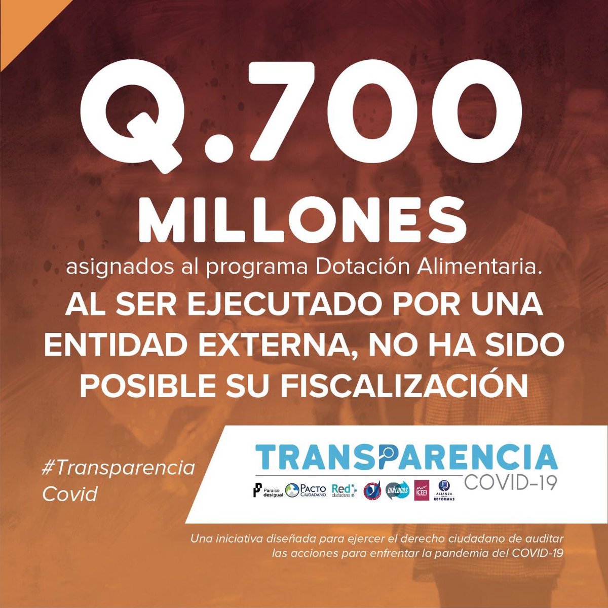 paraisodesigual's tweet photo. Es importante que la población conozca cuánto y en qué se gastan los recursos destinados a la emergencia del COVID-19. 

¿Se han utilizado correctamente los Q700 millones asignados a dotación alimentaria? ¡Retuiteá y exigí #TransparenciaCovid! https://t.co/KeaGAC50hV