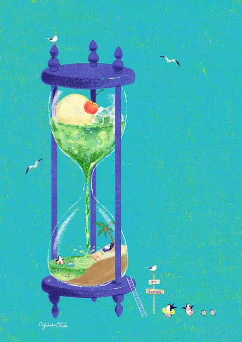 今まで描いた夏のグリーティングのイメージ。梅雨もそろそろ明けて夏本番ですね?⛵️
#暑中見舞い 