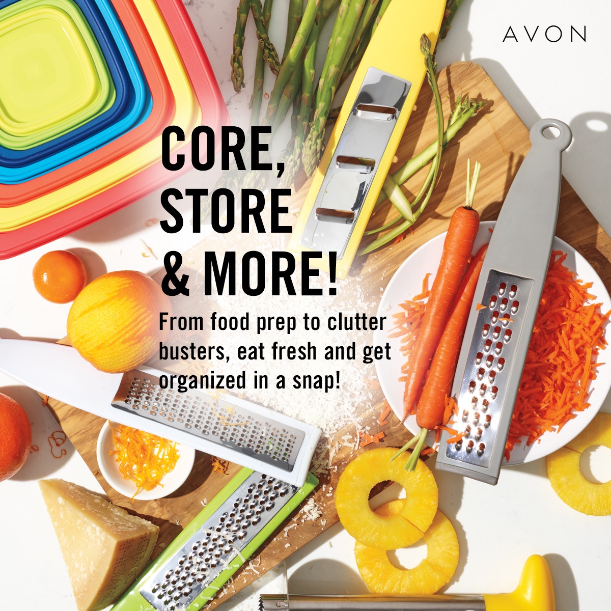 From food prep to clutter busters, eat fresh, and get organized in a snap. #HomeGoods #FoodPrep #Organizers go.youravon.com/3nn73p