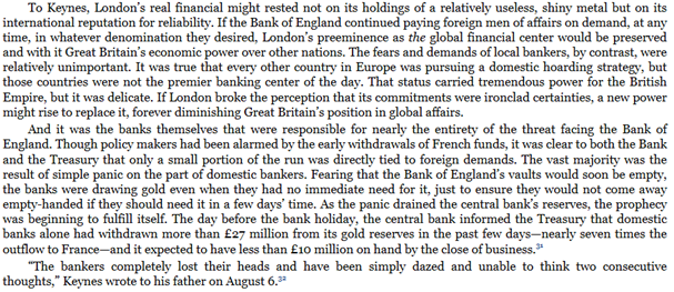 3/ The passages above also highlight an underrated problem of modern relevance: collective action problems among elites. Bankers were unable to see what would serve their OWN interests, and absent a powerful enough state, would have self-cannibalized