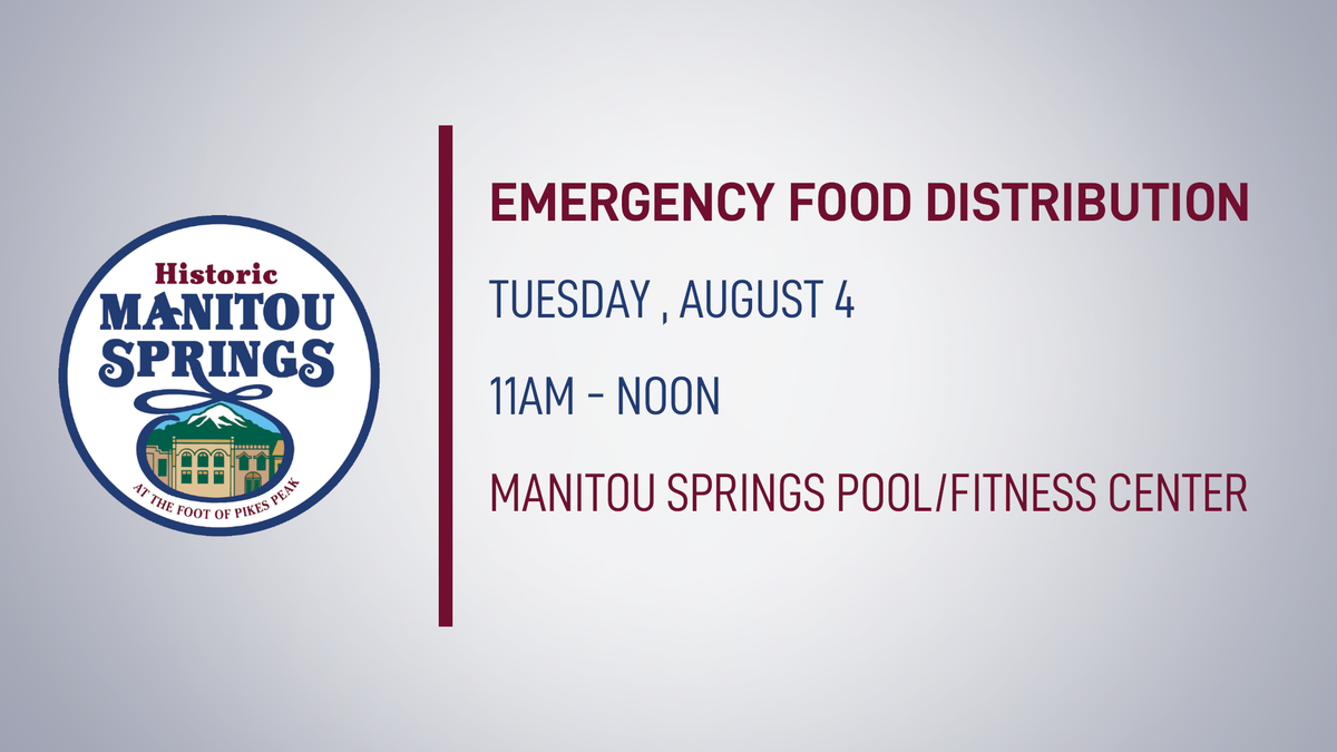 It is okay it get help ❤️
The City of Manitou Springs and Care and Share are collaborating to hold their next food distribution on August 4 between 11:00 am – noon, at 202 Manitou Avenue. The mobile food truck will arrive and provide emergency food packets for up to 125 families.