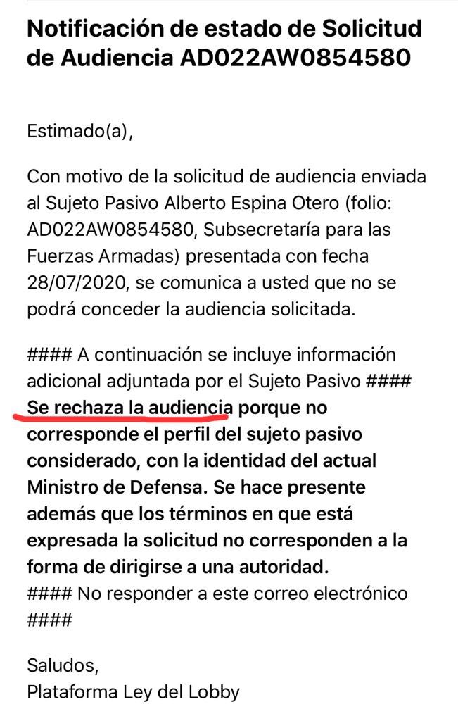 RafaelHarvey3's tweet photo. Estimados compatriotas que me han preguntado, LAMENTO informarles de la 1era DENEGACIÓN DE AUDIENCIA de parte del nuevo Min @desbordes . 

Sr.Pres @sebastianpinera ,le informo que su Ministerio de Defensa sigue sin adoptar medidas anti CORRUPCIÓN, para que le informe a Chile .👇 https://t.co/3uJhf0RVnc