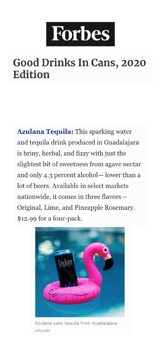 AzulanaTequila's tweet photo. Look ma, we’re in @Forbes! https://t.co/3TOFw5FaJJ