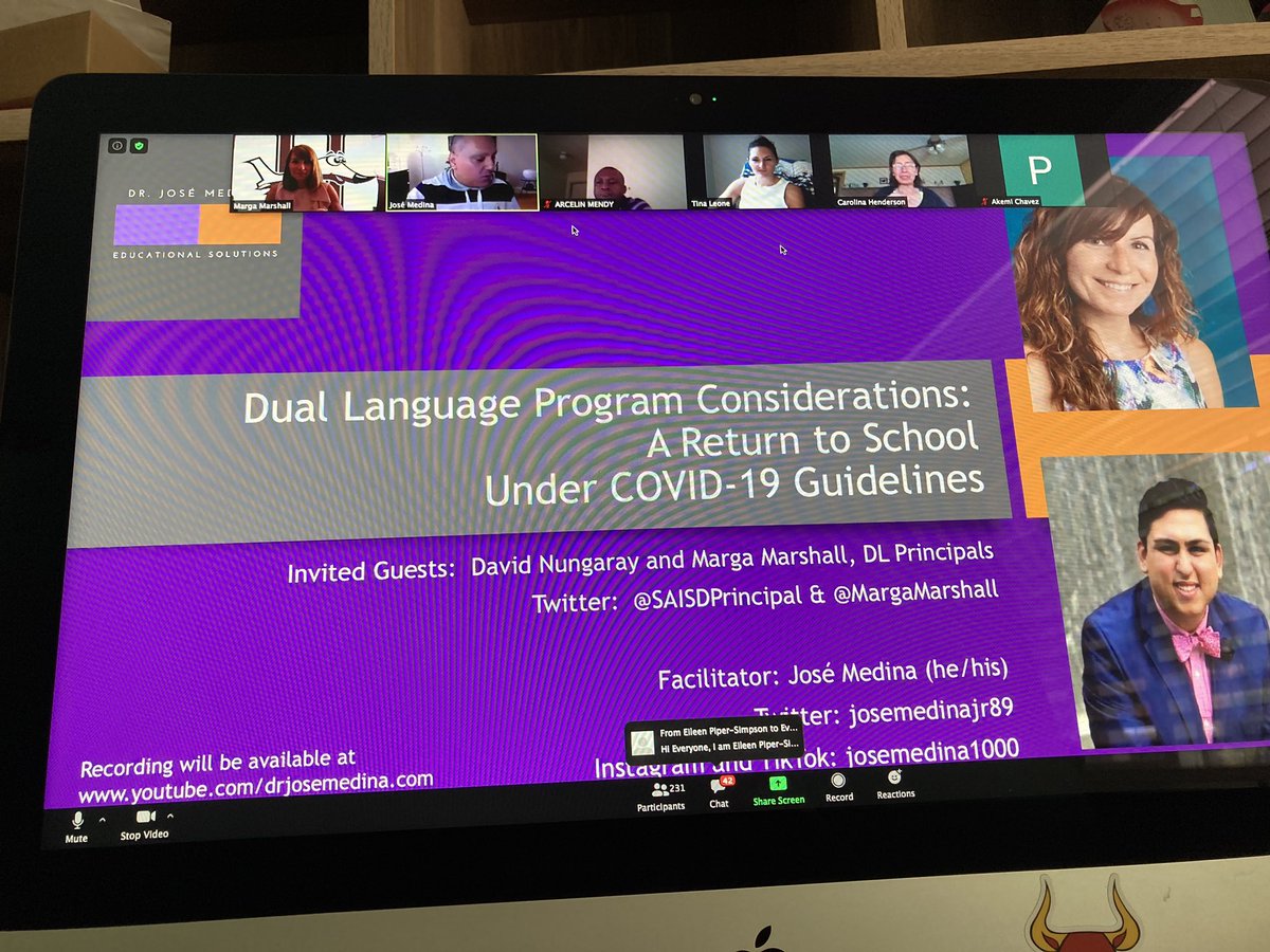 If you missed today’s live webinar focused on DL Program Considerations: A Return to School Under COVID-19 Guidelines, it is now available at youtube.com/drjosemedina. Please share with all DL educators! Thanks <a href="/MargaMarshall/">𝑀𝒶𝓇𝑔𝒶 𝑀𝒶𝓇𝓈𝒽𝒶𝓁𝓁</a> and @SAISDPrincipal!! You both are marvelous!!