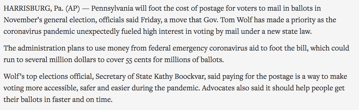 CherylMorrisW's tweet photo. ... cast ballots, as #Trump*’s narrow victory in #Pennsylvania helped pave his path to the #WhiteHouse. Rep. #KevinBoyle, D-Philadelphia, who chairs the state House committee that handles #election issues, said #PrePaidBallot envelopes will help #voters get their #ballots in... https://t.co/vVV00Legyc