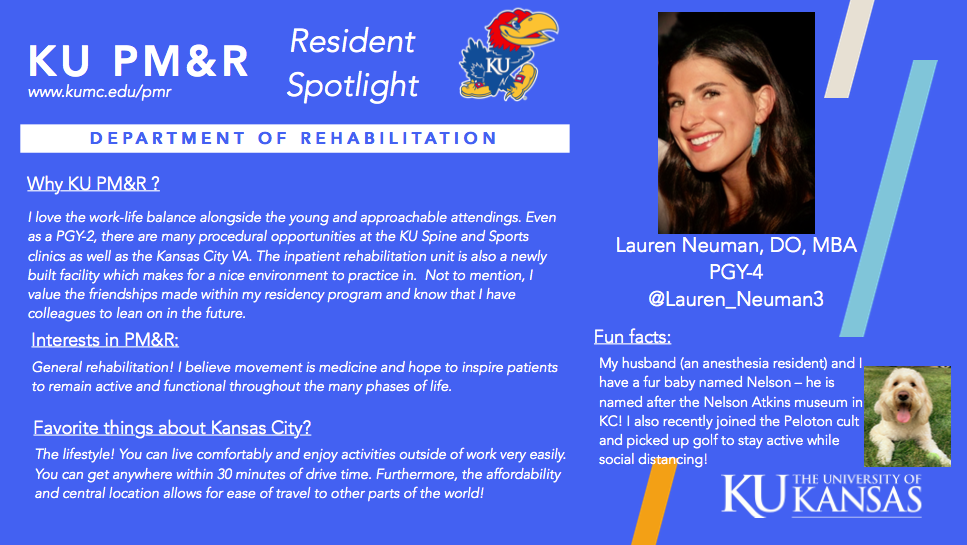 #FollowFriday Our PGY4 Resident Spotlight 🤩 #WomenInMedicine <a href="/Lauren_Neuman3/">Lauren Neuman, DO MBA</a> 👩‍⚕️🩺 Her message is #ExerciseIsMedicine and we support <a href="/WomenInPMR/">Women In PM&R</a> 💪Stay tune and follow us <a href="/KU_PMR/">KU PM&R</a> for next week's PGY4 resident's spotlight! <a href="/AAPhysiatrists/">Assoc. of Academic Physiatrists (AAP)</a> <a href="/AAPhysiatry_RFC/">AAP Resident Fellow Council PM&R</a> <a href="/AAPhysiatry_MSC/">AAP Medical Student Council PM&R</a> <a href="/AAPMR/">AAPM&R News</a>