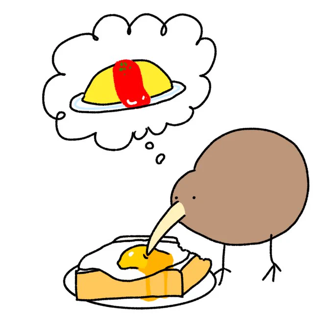 朝食を食べながら昼食を考えるキーウィ 