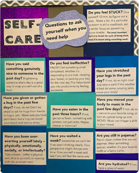 teacher2teacher's tweet photo. With these "self-care questions," T @rfeltxx empowers her Ss to reflect on how they're feeling – then take steps to take care of themselves! 

How do you foster well-being among your Ss, even when you're not in the same room? #selfcare #KidsDeserveIt #SEL https://t.co/avx6mRoTI4