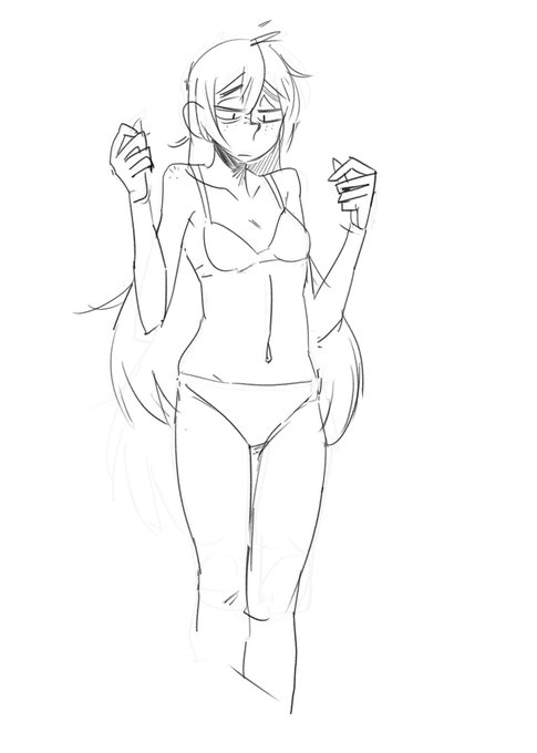 昔描いたのをなぞっただけなのですが
個人的にはこんな感じの体型がいつも意識してる体付きといいますか標準です
胸は控えめぐらい 