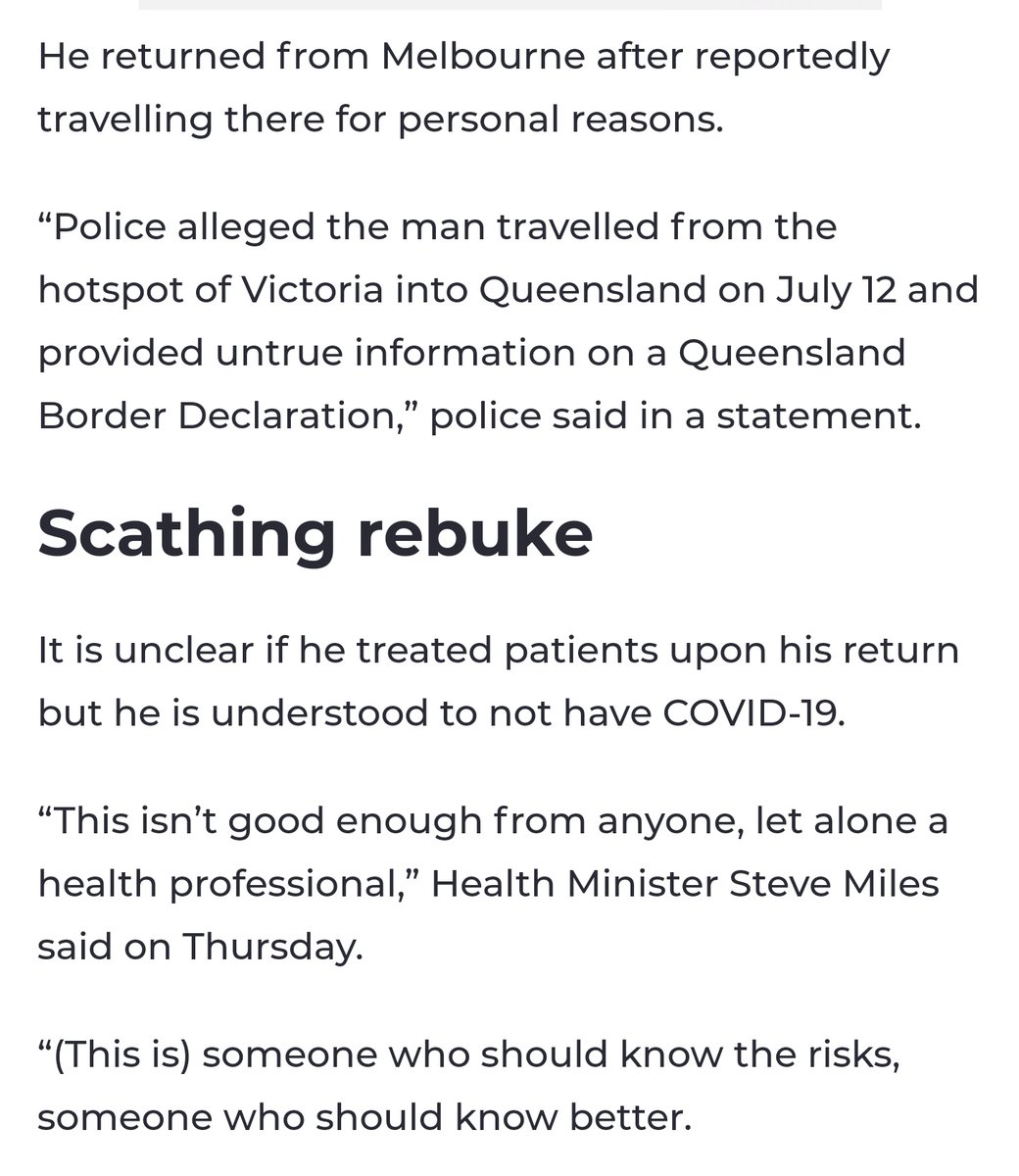 This Rockhampton doctor (!!!!) lied about his border declaration and didn't go into quarantine after returning to Brisbane.Does anyone have any theories about why he isn't an 'ENEMY OF THE STATE'? Feels like a real........race......to figure it out.