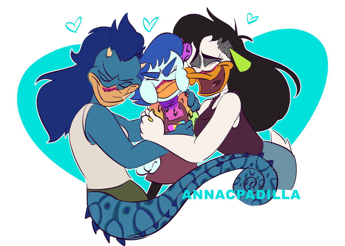 AnnacPadilla's tweet photo. I was commissioned by based-ducks on tumblr to draw a "ColorTheory" family portrait aka #SplatterPhoenix, Camille Chameleon and their lovely daughter; Lisa!! 🌈✨ 

(Lisa belongs to that-cunning-mind on tumblr) #darkwingduck https://t.co/4z79iHwpJ7