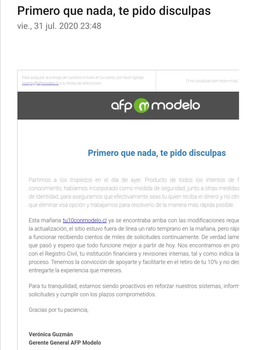 AugustoRodo's tweet photo. Una broma @AFPModelocl #afpmodelocl pidiendo disculpas, indicando que todo esta bien y aun no puedar recibir correo de confirmación de ninguna de las 6 solicitudes realizadas, eso no es tener "todo bien", quiero mi 10% 😡 https://t.co/4RhkFPP8Tv