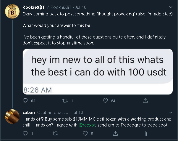 Found $900 on an old Bitfinex account few weeks ago and figured I'd try 1000x this altszn for the lols.After replying to  @RookieXBT's thread, thought it might be beneficial for newcomers to see the strategy behind flipping trash for big gains.Will use this thread for updates.  https://twitter.com/RookieXBT/status/1281323693663297536