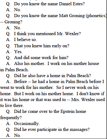 Daniel Estes, Matt Groening, and Les Wexler are included in the questioning.