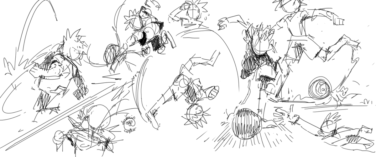 Just some warm up doodles, of someone warming up 