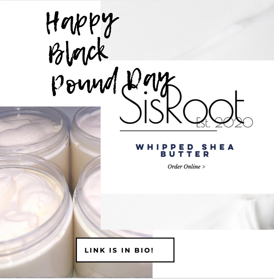 SisrootShea's tweet photo. Providing whipped shea butter hair and skin care using all natural ingredients 🌱 Guaranteed to leave you glowing from head to toe 💫 
https://t.co/azPj1txuJD #BlackPoundDay #sheabuttergoodness https://t.co/i1lC6Fqqlu