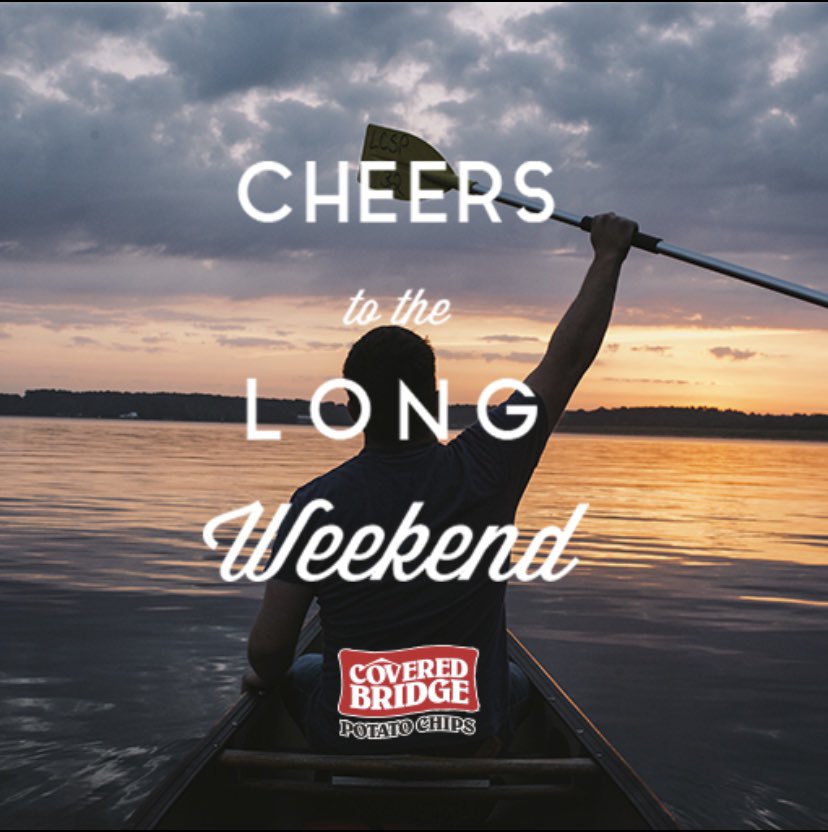 CBchips's tweet photo. From our Family to yours - have a great long weekend Canada!!
P.s. We hope you’ve stocked up on The Weekender Chips!!
🤠🙌🏻🥔🇨🇦
#theweekender #coveredbridgechips #longweekend #canada #cheers #weekenderchips #weekenderbag #cbchips https://t.co/Tc87dzmNyj