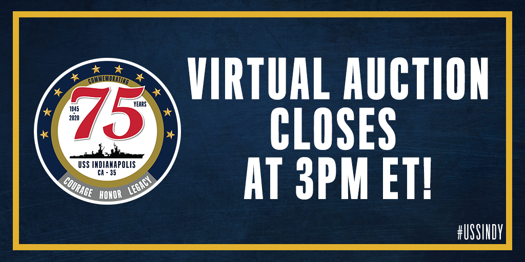 REMINDER! The virtual auction closes today. Don't miss out: ussindianapolis.com. #USSIndy