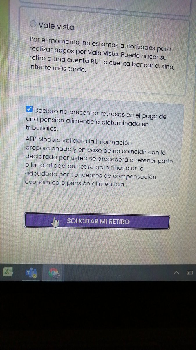 caf331ade7164a5's tweet photo. @AFPModelocl cuándo irá a estar funciona do el botón de solicitud de retiro??? Para todos los afiliados #RetirodeFondosPrevisionales #afpmodelocl #AFP https://t.co/pMOHfdDGyz