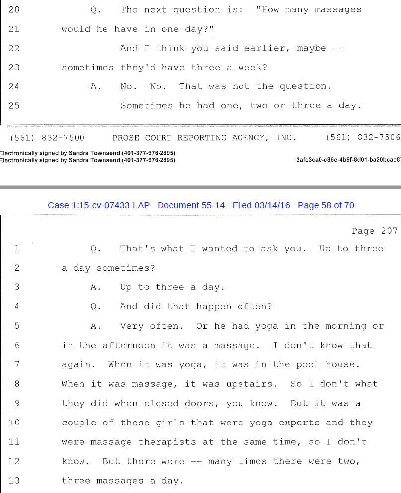 This testimony seems to falls in line with other reports that state  #Epstein had a perception that he needed to have three orgasms a day.