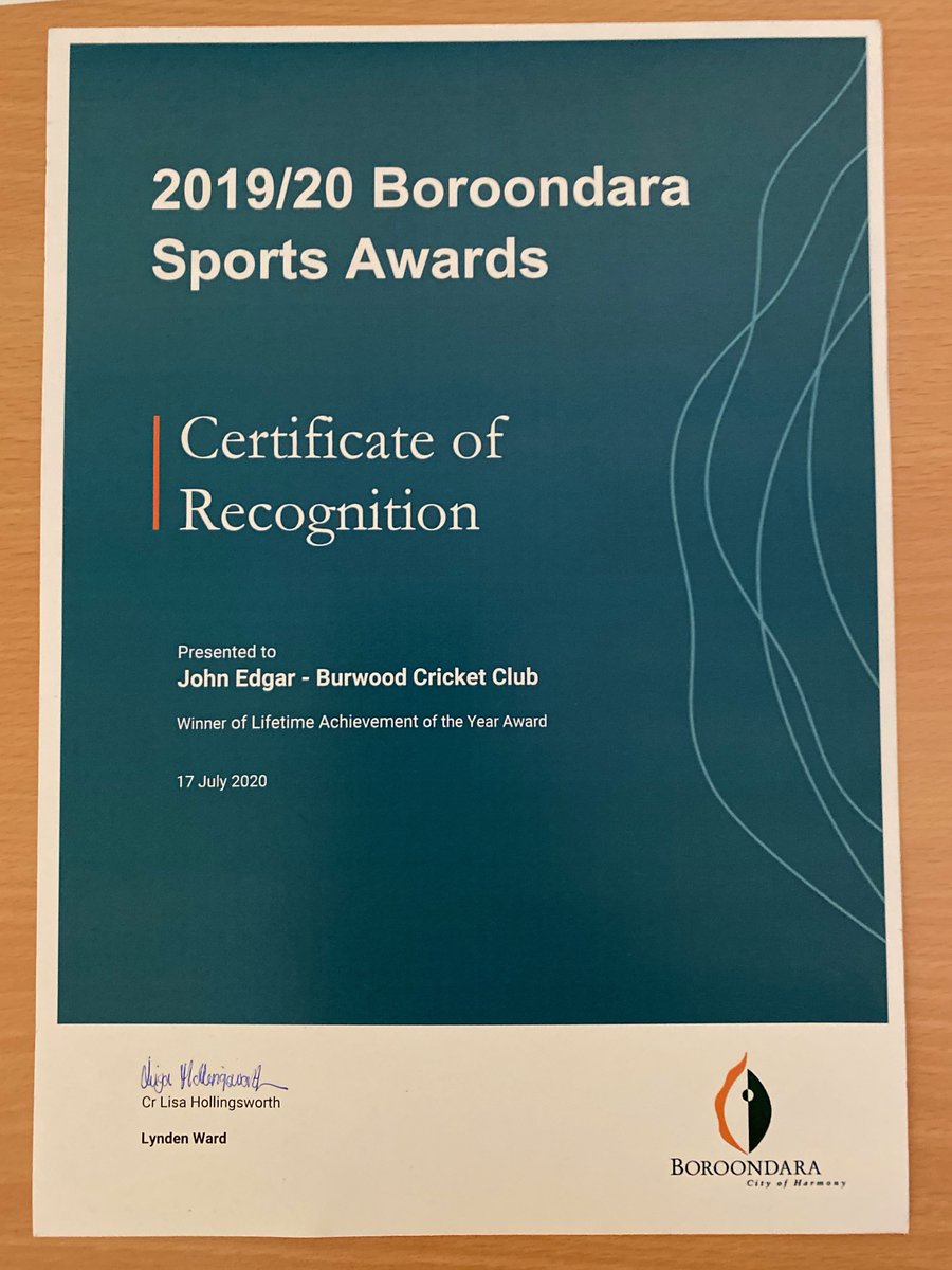 LisaForLynden's tweet photo. In recognition of outstanding service to the @Boroondara sports industry it gives me great pleasure to honour John Edgar, @burwoodcricket as the winner of the Lifetime Achievement Award. John has been instrumental in supporting men's and women's cricket at high level comp. https://t.co/NacFE0fDl0