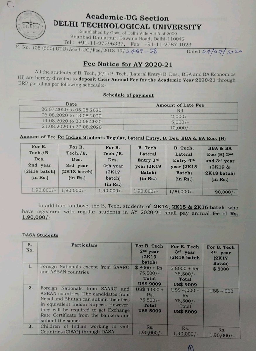 bhuveshhh's tweet photo. @AkshayMarathe @nidhiindiatv @FinalStudents @anubha1812 @advocate_alakh I request you to raise our concern of DTU fees issue. Delhi govt. is fighting for free and quality education in schools and other side govt. University is charging us1,90,000 during pandemic. Facilities like infra,library,event funds which makes lump-sum of 60-70k.
#dtu #dtufees https://t.co/y8SXeqAGFC