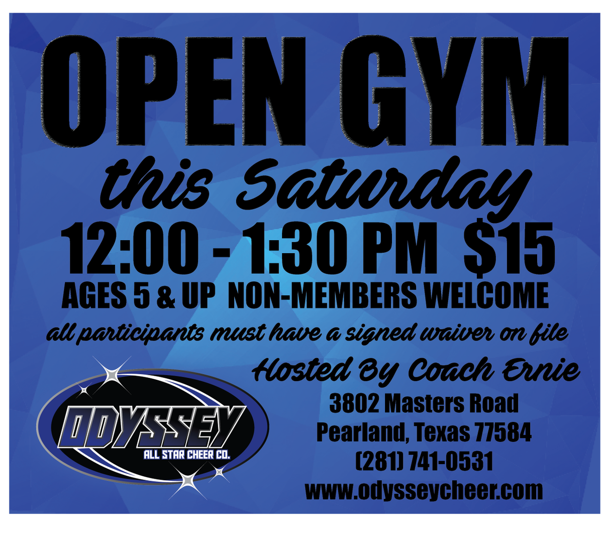 Open gym this Saturday @ 12PM!!