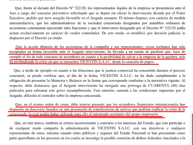 12. Leo esto de la lectura de los considerandos del Decreto que salio hoy. La intencion del Estado de rescatar la empresa, la imposibilidad de concretar ese rescate y la opcion por otra via posible.