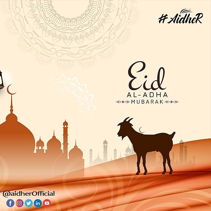 AidherOfficial's tweet photo. Eid ul Azha reminds us of the sacrifice we are expected to make for the purpose of spiritual fulfillment, the progress of mankind & development of our society.
Let this occasion of Eid empower us to overcome the hardships and challenges of this Pandemic.
#Aidher #EidAladha2020 https://t.co/XE4j6LQ4mp