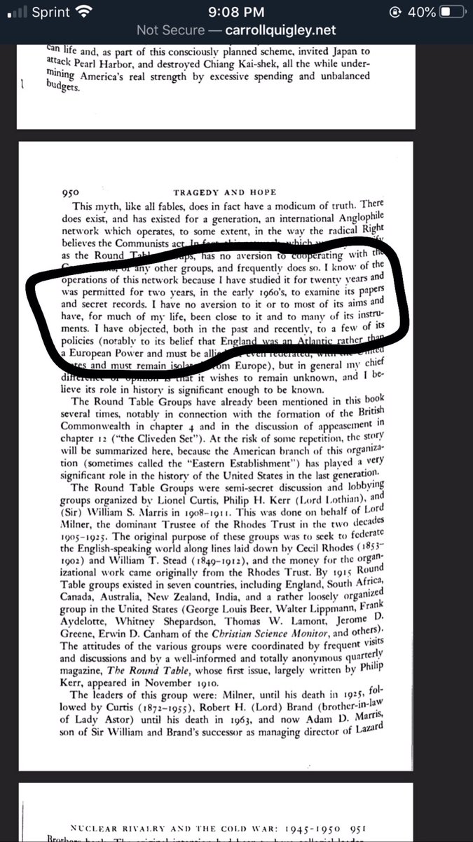 He has also been closely associated with these family dynasties he exposed. The book T&H was never intended to be read by the masses, only by the “intellectual elite”, the book is 1300 pages long.To solidify his credibility of what I’m about to tell you, he states....