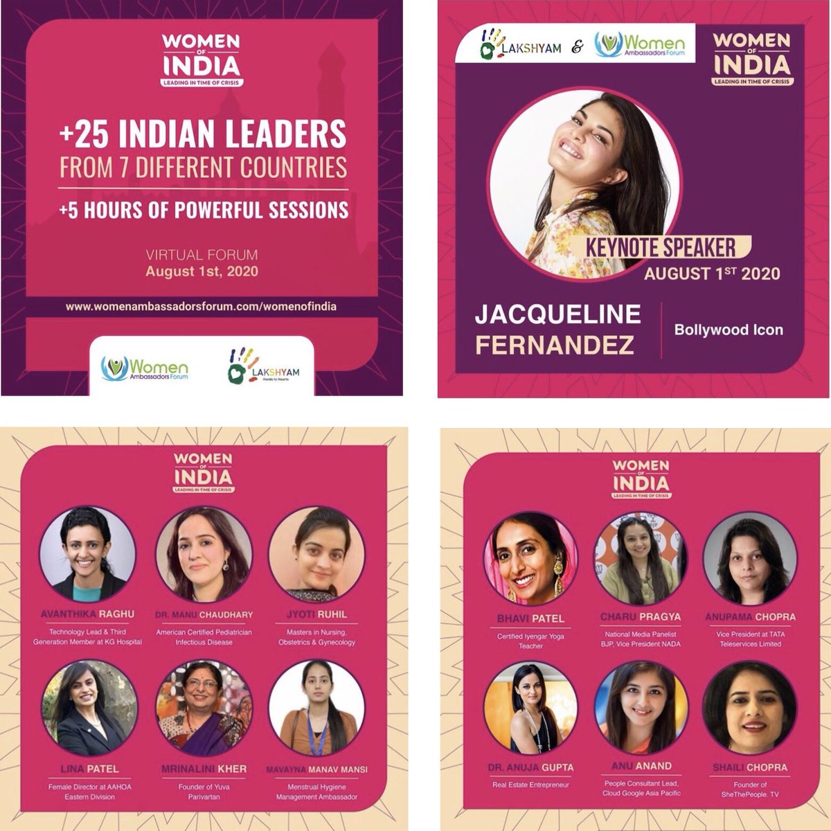 Women of India Leading in Time of Crisis,
@CharuPragya @Asli_Jacqueline @lakshyamngo
#womenempowerment #womenempoweringwomen #indianwomen #virtualsummit2020 #socialentrepreneurship #socialenterprises #bethechange #youngchangemakers