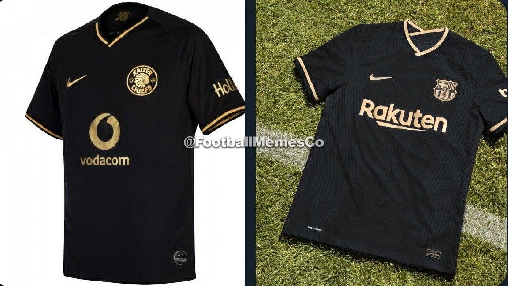 Kaizer Chiefs 'surprised' as Nike use design of club's 50-years anniversary  jersey as Barca 2nd kit - Football