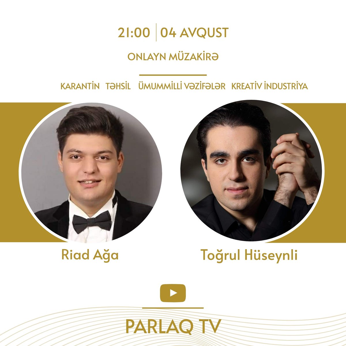 parlaqinfo's tweet photo. Almaniyada yaşayan azərbaycanlı pianoçu Toğrul Hüseynli ilə onlayn müzakirəmizi 4 avqust, 21:00-da rəsmi youtube kanalımız "PARLAQ TV"də izləyə bilərsiz. https://t.co/mwBhATJtjr