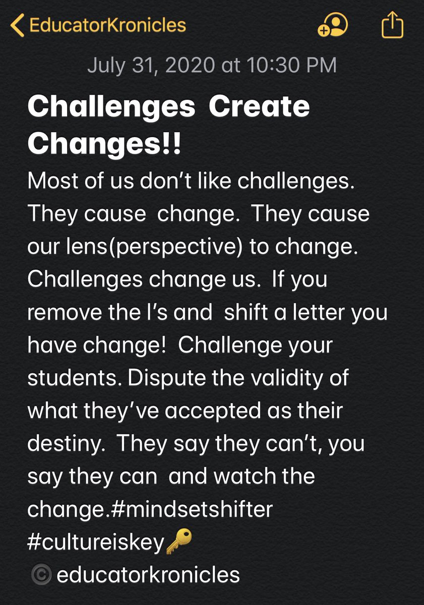 kem_may's tweet photo. Challenges Create Change #changingthecultureofmyclassroom #mindsetshifter #makethembeliev https://t.co/rFttgpDbiB