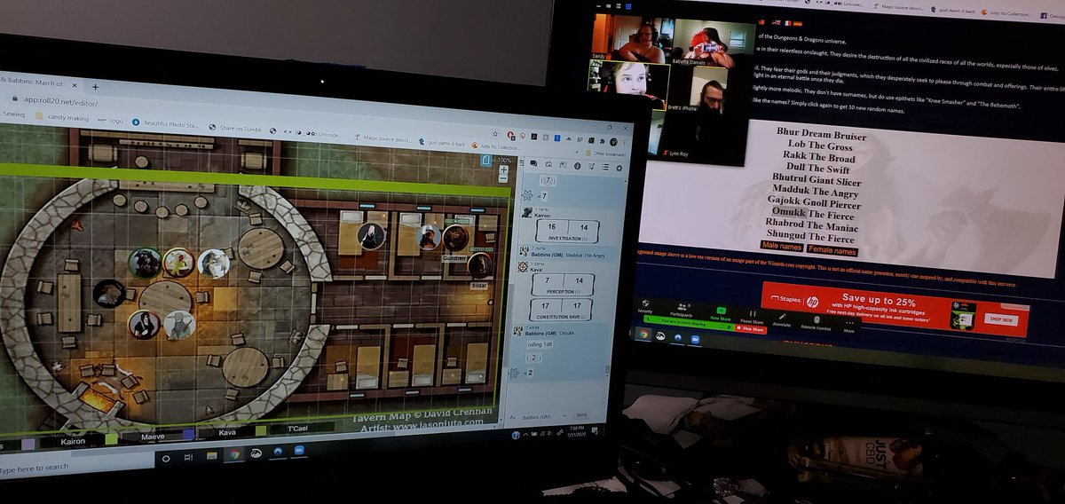 BabetteKD's tweet photo. Tonight I got to finally drop in a plot point that has been on the sidelines for a month and a half.
Very happy to improv the three orc clans and their culture.
#FridayPhandalin #GameAtHome #DMing https://t.co/6fkiNMzrI2
