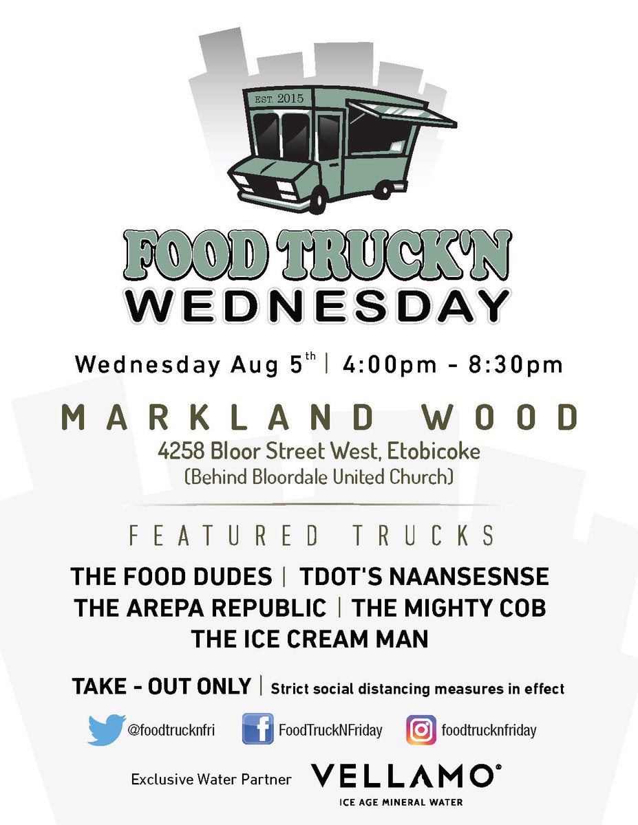 BIG NEWS!!! We’re going up to 2 days a week at Markland Wood in #Etobicoke: Mondays &amp; Wednesdays! Starting this holiday Monday, you can catch us on both days w/ #Toronto’s best #foodtrucks at 4258 Bloor St W behind Bloordale United Church! Takeout service only, no cash payments.